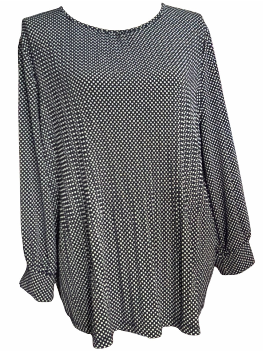 Adrianna Papell Black and White Polka Dot Long-Sleeve Top EC size large